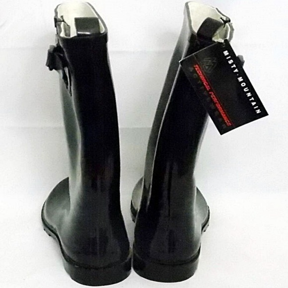 Misty Mountain Shiny Black Rubber Rain Boots - Picture 4 of 7